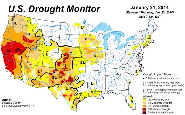 US Drought Map 1.23.2014